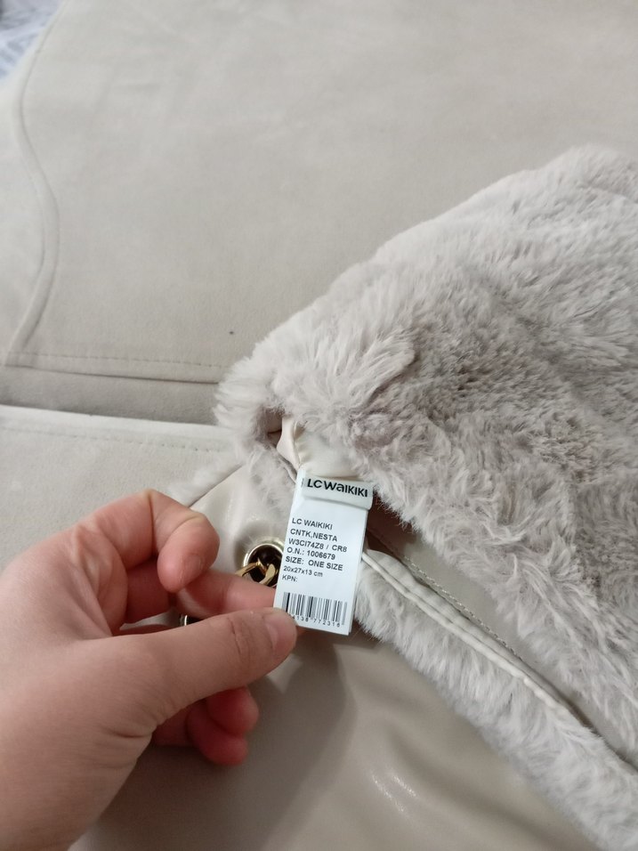 Gri Kürklü Kadın Çanta - Görsel 3