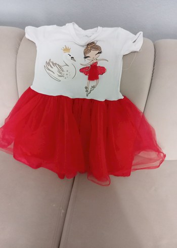 Kız Çocuk Beyaz Kırmızı Tül Etekli Elbise - Görsel 2