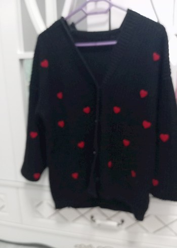 Siyah Nakışlı Uzun Kollu Triko Hırka - Görsel 3