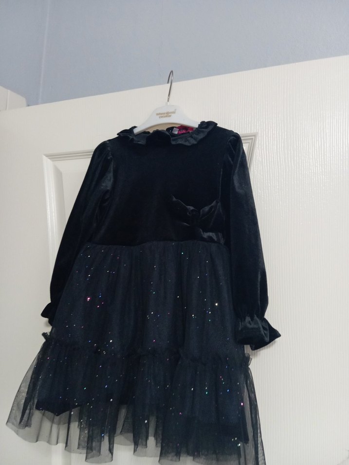 Uzun Kollu Siyah Gotik Kız Elbisesi - Görsel 3