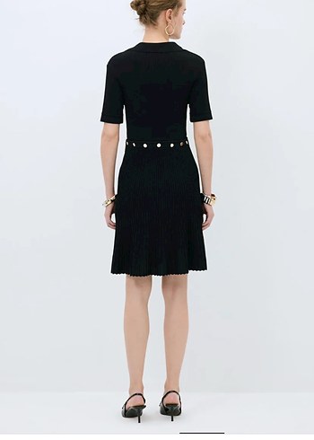 adil ışık siyah çıtçıtlı kadın elbise - Görsel 4