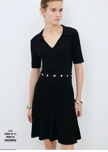 adil ışık siyah çıtçıtlı kadın elbise - Görsel 6