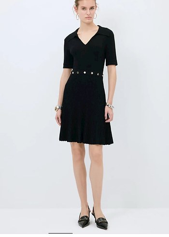 adil ışık siyah çıtçıtlı kadın elbise - Görsel 3