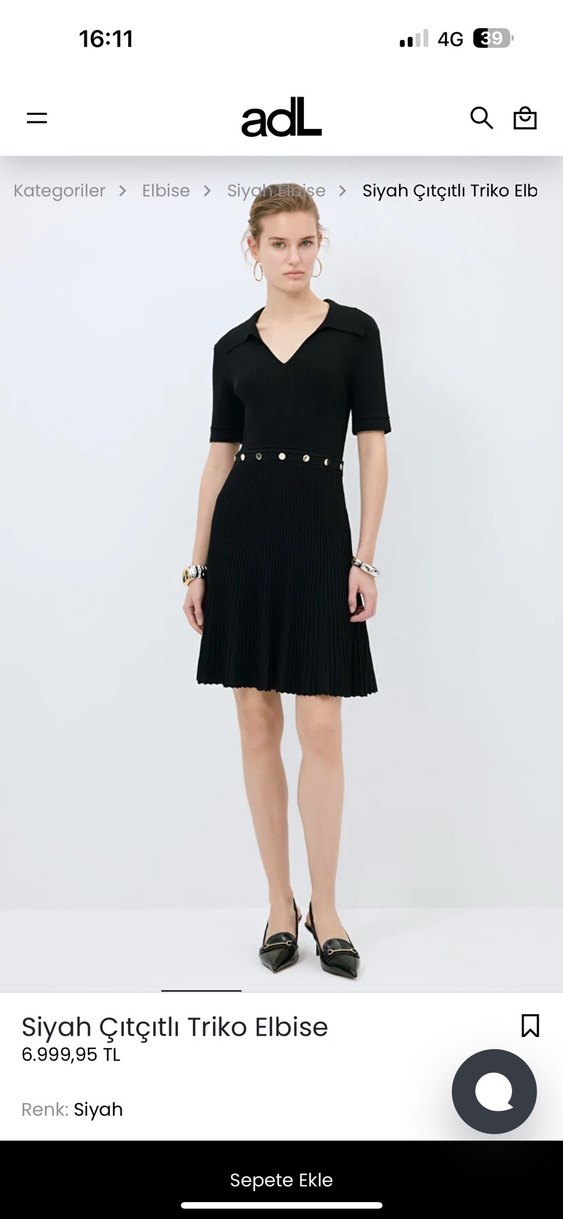adil ışık siyah çıtçıtlı kadın elbise - Görsel 3