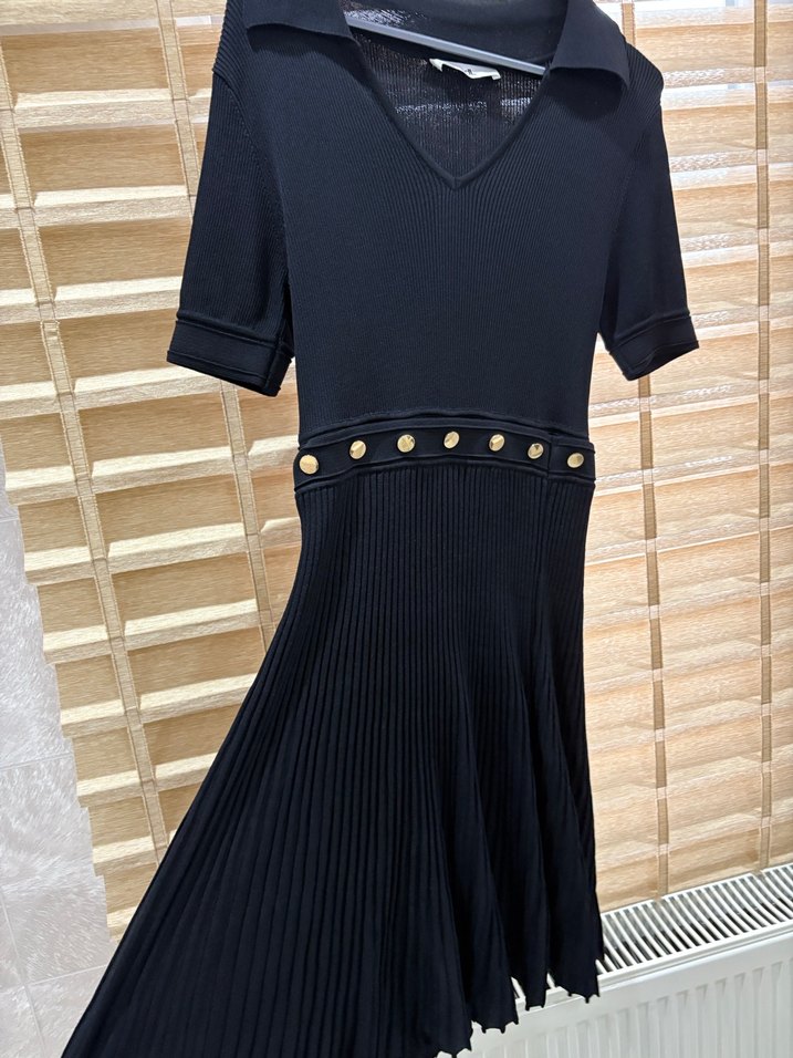 adil ışık siyah çıtçıtlı kadın elbise - Görsel 2