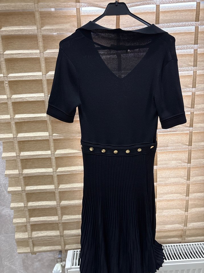 adil ışık siyah çıtçıtlı kadın elbise - Görsel 5