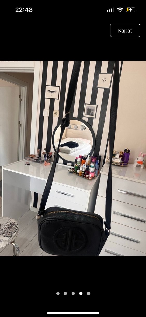 Siyah Deri Kadın Omuz Çantası - Görsel 4