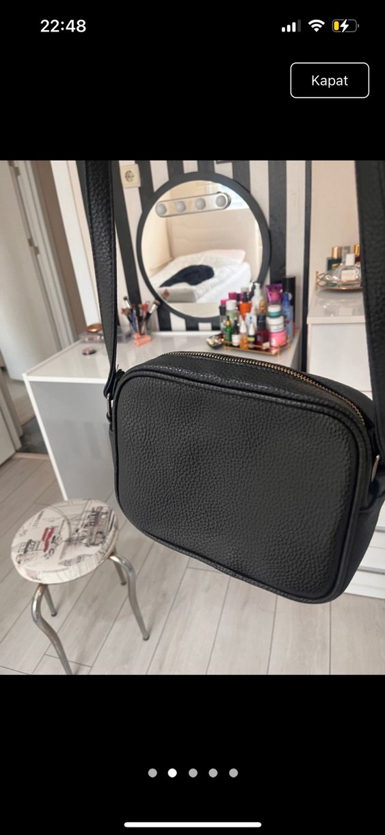 Siyah Deri Kadın Omuz Çantası - Görsel 2