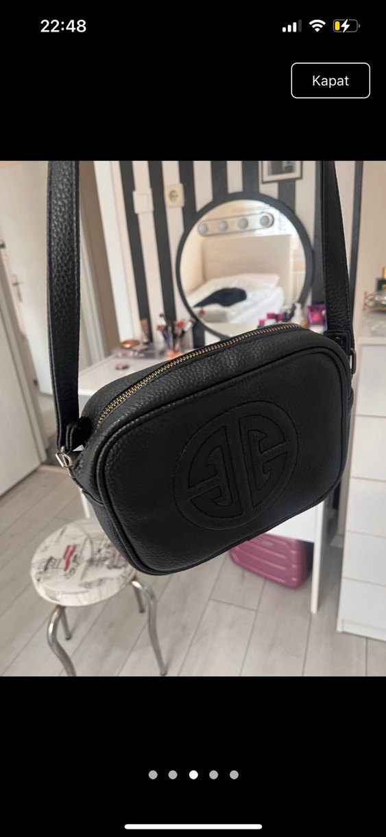 Siyah Deri Kadın Omuz Çantası - Görsel 3