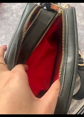 Siyah Deri Yılan Desenli Kadın Çapraz Çanta - Görsel 5