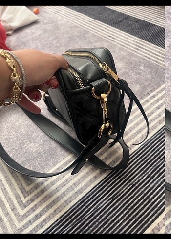 Siyah Deri Yılan Desenli Kadın Çapraz Çanta - Görsel 3