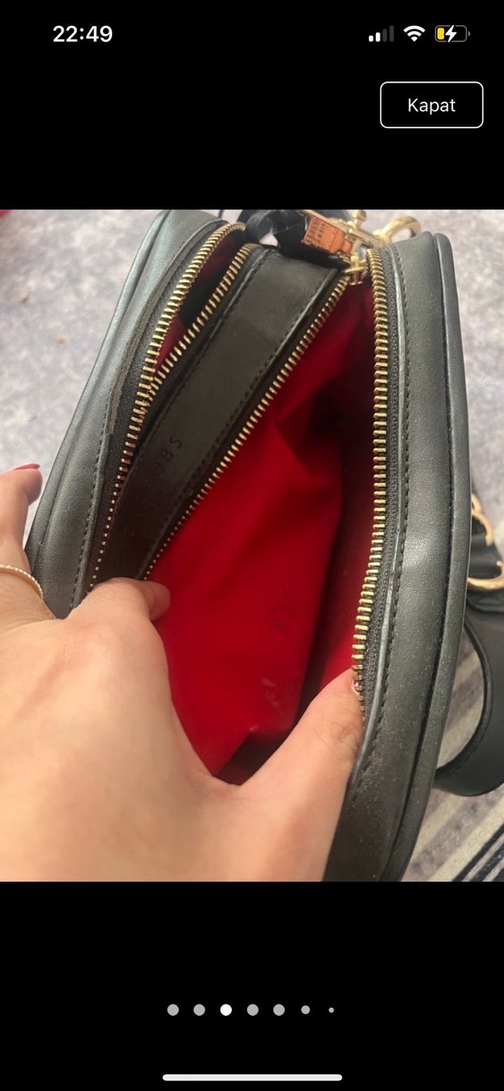 Siyah Deri Yılan Desenli Kadın Çapraz Çanta - Görsel 5