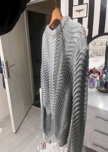 Gri Örgü Kadın Kazak - Görsel 2