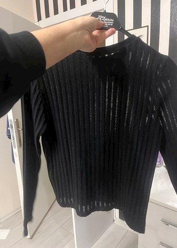Siyah Triko Uzun Kollu İnce Kazak - Görsel 3