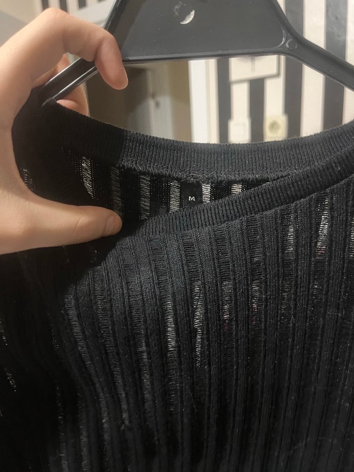 Siyah Triko Uzun Kollu İnce Kazak - Görsel 2