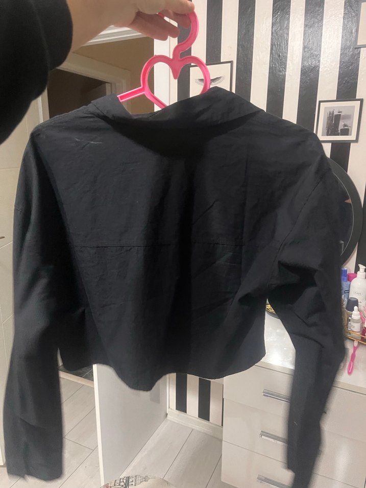 Düğmeli Siyah Kadın Gömlek - Görsel 2