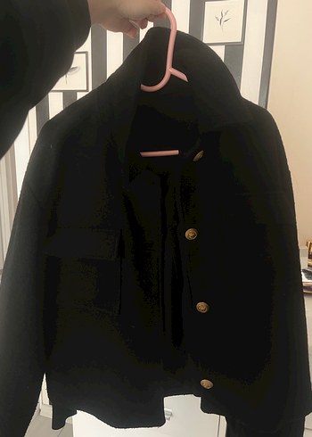 Düğmeli Siyah Midi Kadın kaşe kaban kalın - Görsel 2