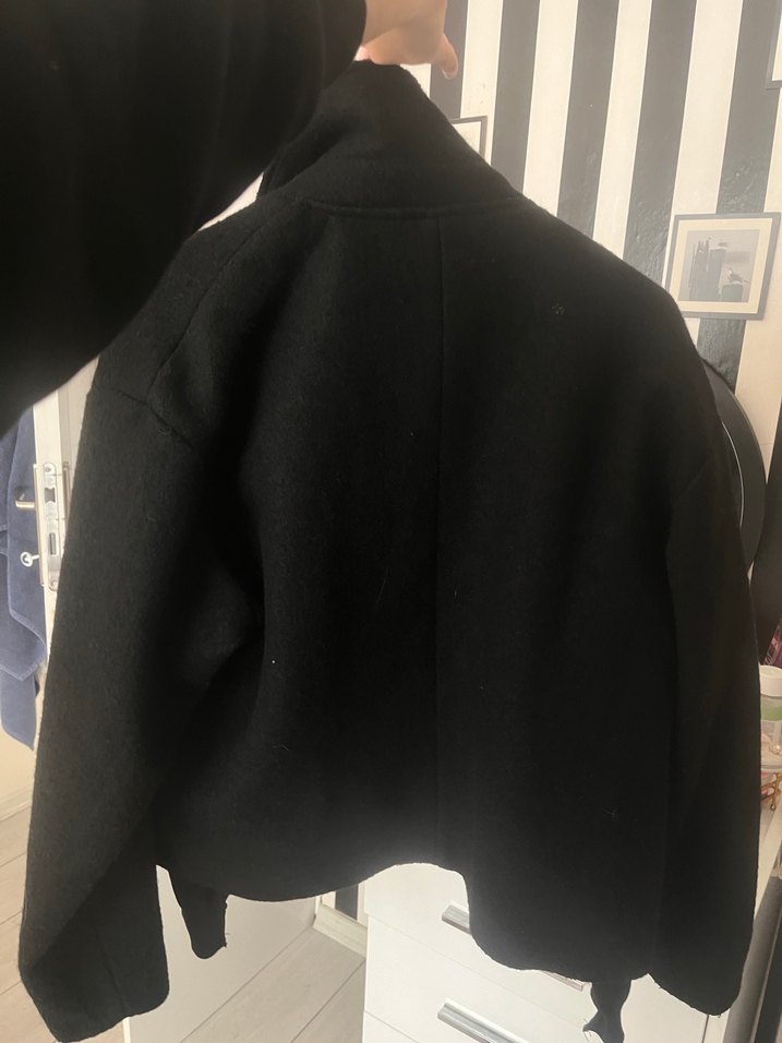 Düğmeli Siyah Midi Kadın kaşe kaban kalın - Görsel 3