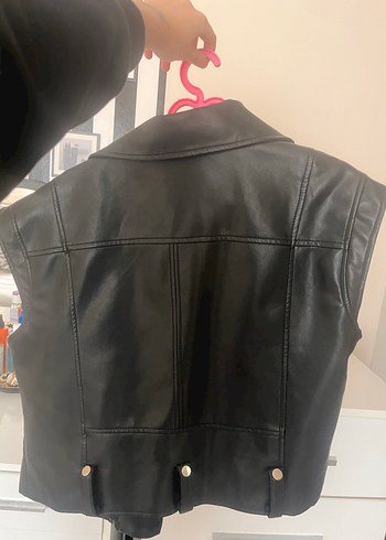 Siyah Deri Biker Yelek hiç sorunu yok - Görsel 3