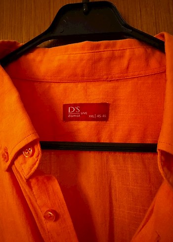 Turuncu Uzun Kollu pamuklu Gömlek - Görsel 2