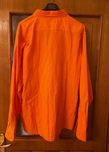 Turuncu Uzun Kollu pamuklu Gömlek - Görsel 4