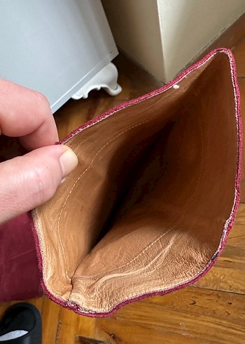 Bordo Süet Dolgu Topuklu Diz Boyu çizme - Görsel 2