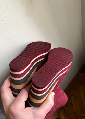 Bordo Süet Dolgu Topuklu Diz Boyu çizme - Görsel 4