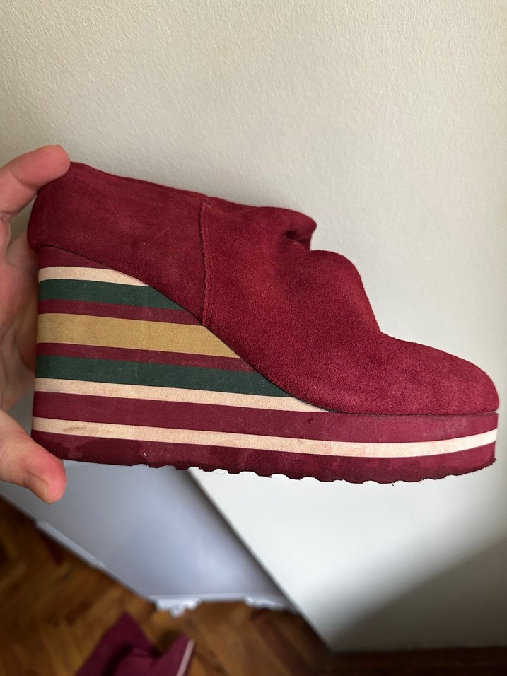 Bordo Süet Dolgu Topuklu Diz Boyu çizme - Görsel 3