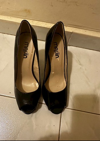 38 Siyah Rugan Kadın Stiletto Topuklu Ayakkabı - Görsel 5