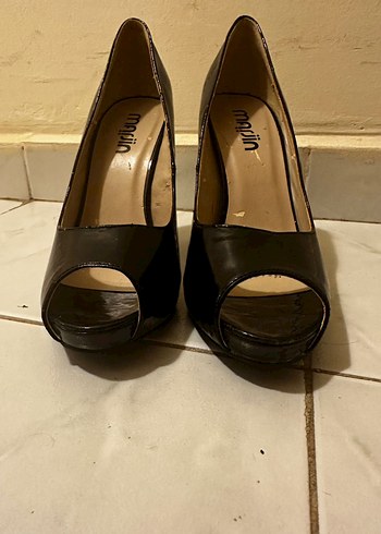 38 Siyah Rugan Kadın Stiletto Topuklu Ayakkabı - Görsel 2