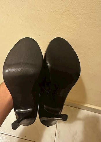 38 Siyah Rugan Kadın Stiletto Topuklu Ayakkabı - Görsel 3