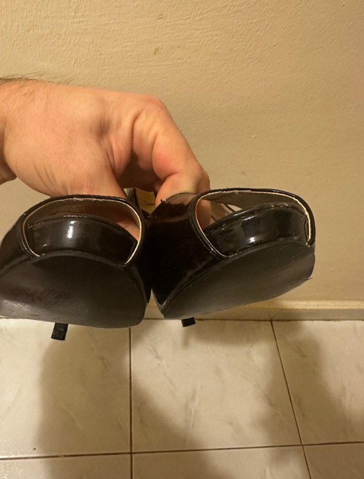 38 Siyah Rugan Kadın Stiletto Topuklu Ayakkabı - Görsel 4