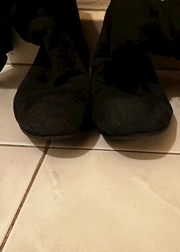 39 Siyah Süet Topuklu Kadın Dizüstü Çizme - Görsel 3