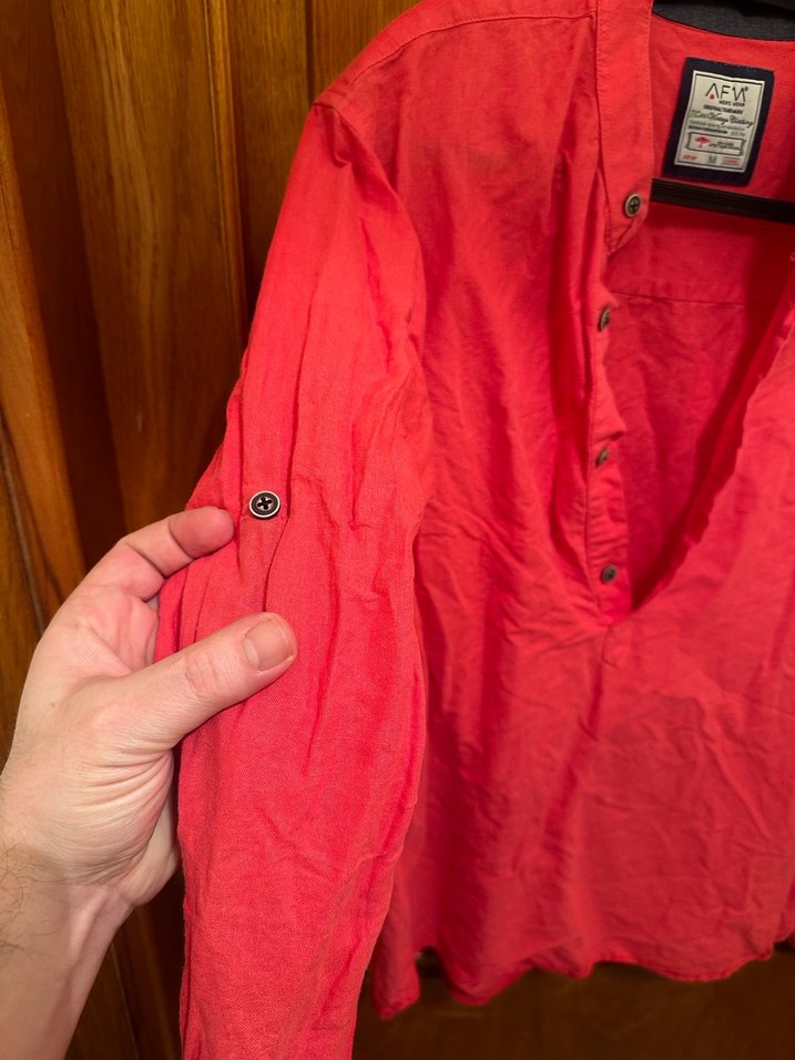 Kırmızı hakim yaka Uzun Kollu Erkek Gömlek - Görsel 5