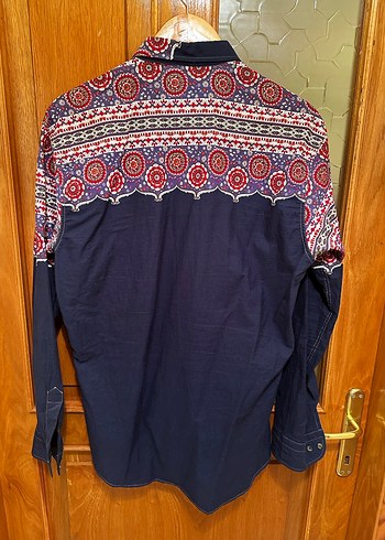 Düğmeli Bohem Desenli Erkek Gömlek - Görsel 5