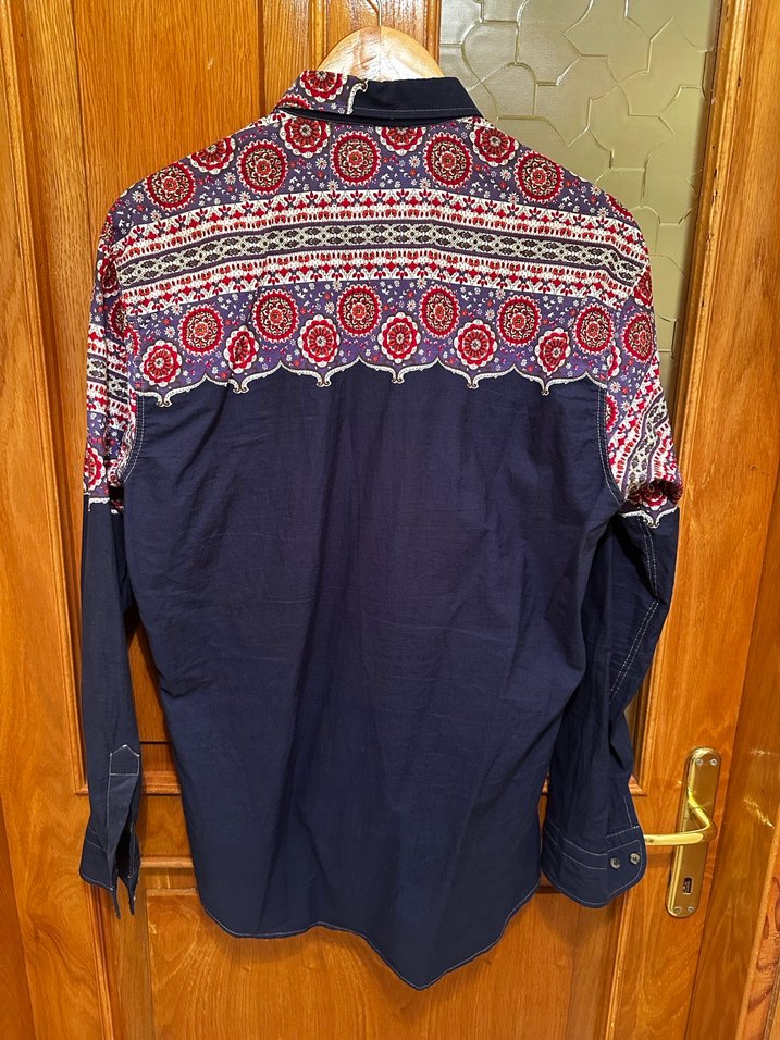 Düğmeli Bohem Desenli Erkek Gömlek - Görsel 5