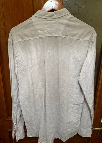 Erkek Düğmeli  Keten Gömlek - Görsel 4