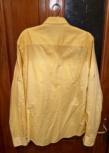 Düğmeli Sarı Erkek pamuklu Gömlek - Görsel 6
