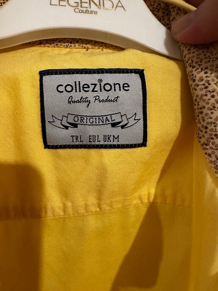 Düğmeli Sarı Erkek pamuklu Gömlek - Görsel 3