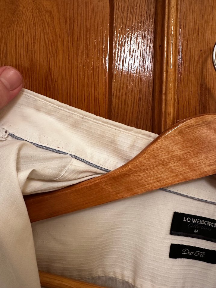 Düz beyaz fitilli gömlek - Görsel 3