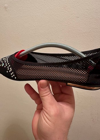 38 taş detaylı kenarları fileli babet - Görsel 3