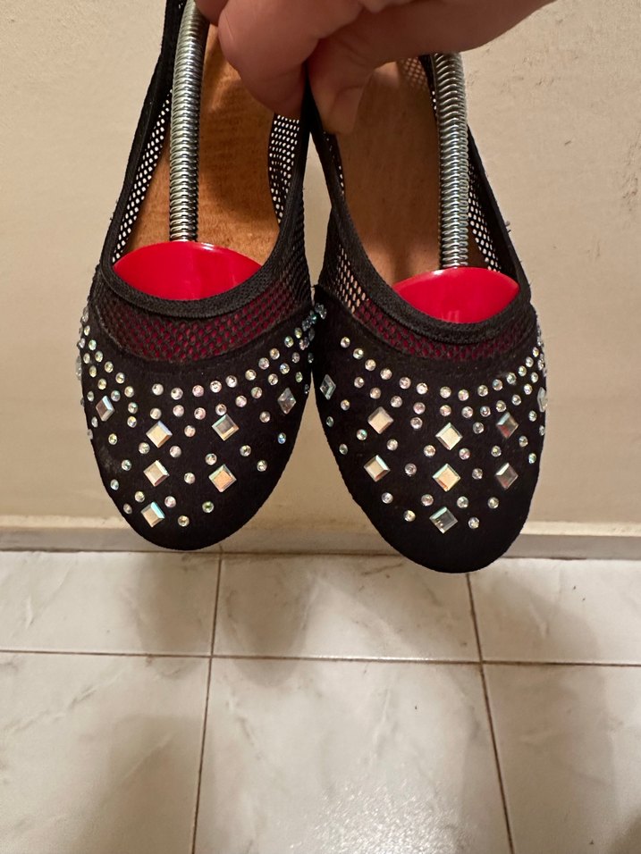 38 taş detaylı kenarları fileli babet - Görsel 2