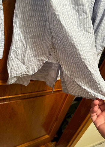H&M marka çizgili uzun bayan gömlek - Görsel 5