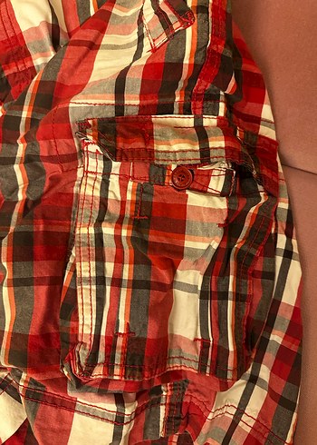 Erkek Kareli kargo şort - Görsel 5