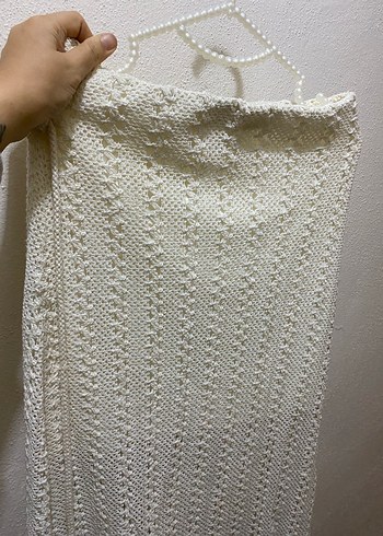 Bohem Tarzı Beyaz Triko Midi Elbise - Görsel 2