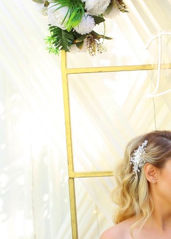 Beyaz Boncuklu Cam Saç Tokası - Görsel 2