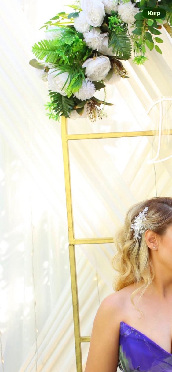 Beyaz Boncuklu Cam Saç Tokası - Görsel 2