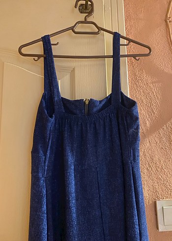 Kolsuz Lacivert Uzun Kot Elbise - Görsel 3