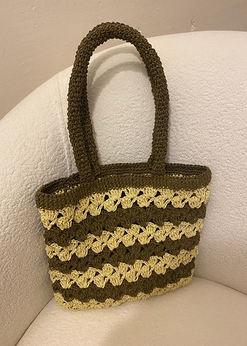 Dantel Detaylı Örgü Bohem Kadın Çanta - Görsel 3