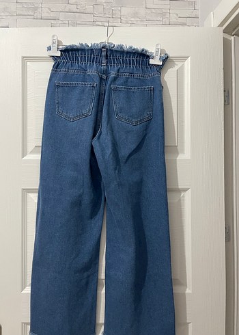 Kadın Mavi Bol Kesim Midi Kot Pantolon - Görsel 2